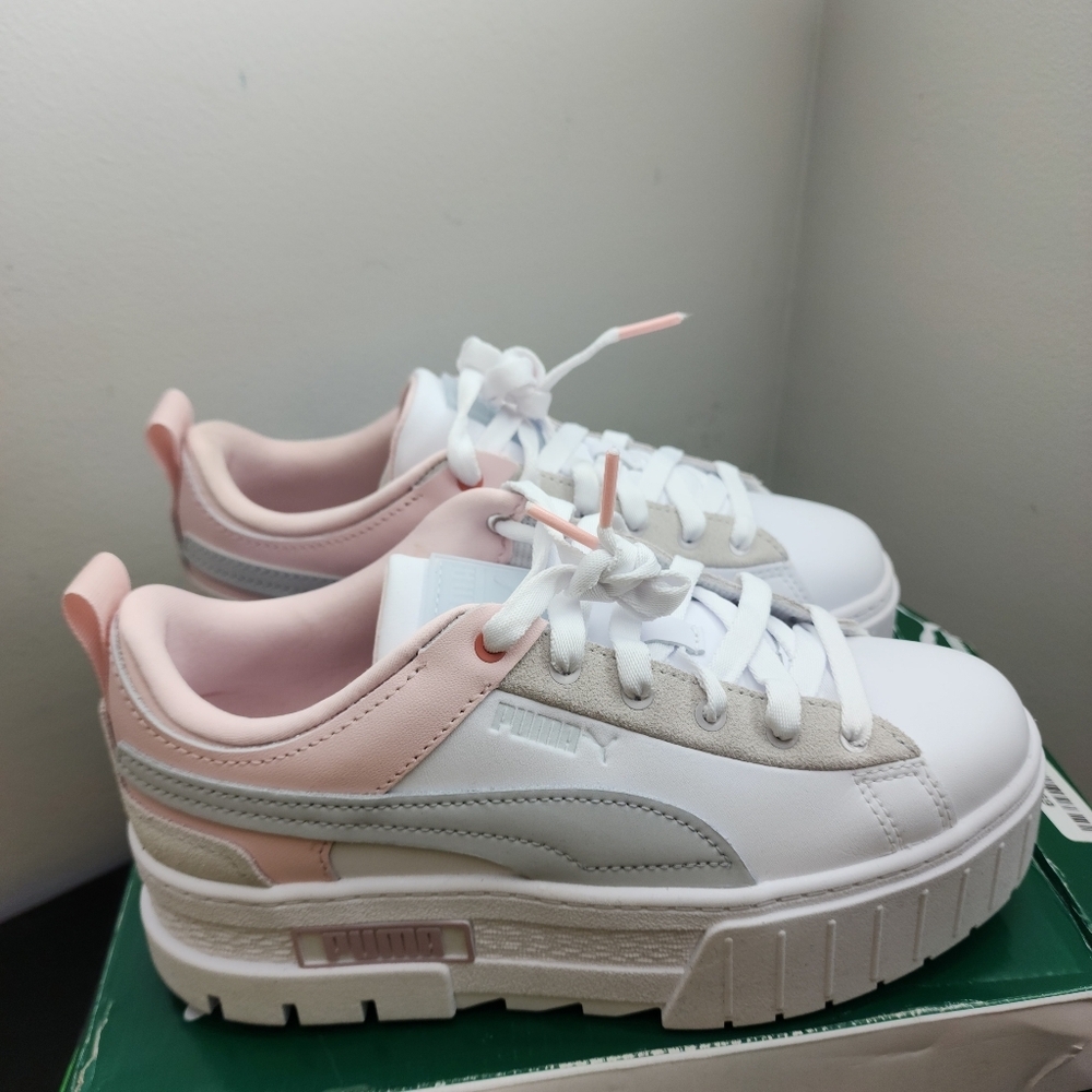 NEW Rare Puma Mayze White Chalk Pink Pastel Skateboarding Sneakers - Picture 7 of 10